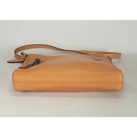 NWOT G.I.L.I. Women's Honey Brown Leather Flat Double Zip Crossbody 1438 - Picture 7 of 11